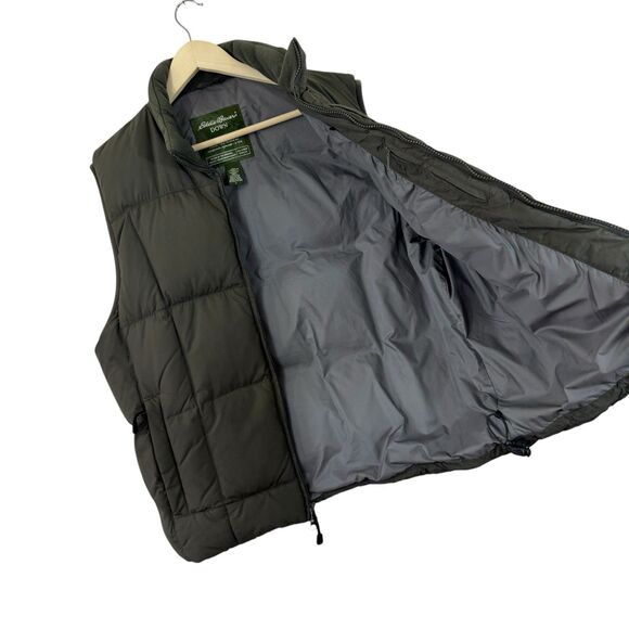 Eddie Bauer Large Down Puffer Vest Jacket Goose Down Green Sleeveless Mens - Picture 4 of 16